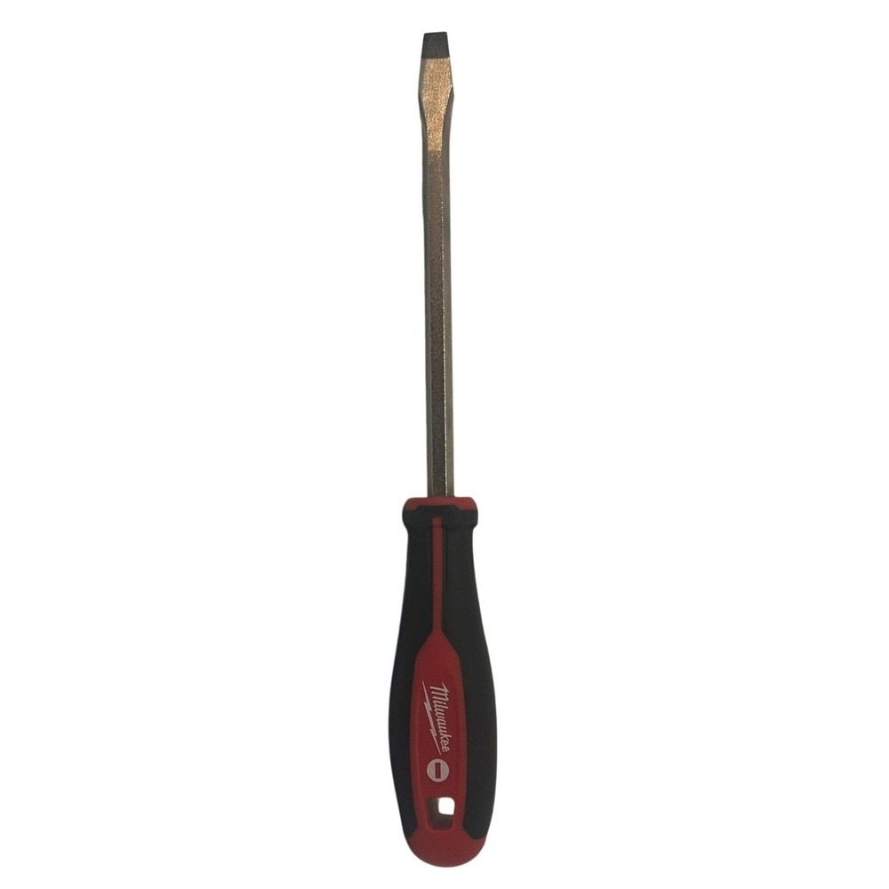 Milwaukee Flat Head Screwdriver Tri-Lobe Handle Hex Bolster Red Black Hand Tool